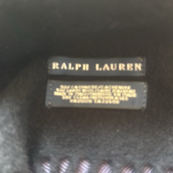Polo by Ralph Lauren pure Cashmere Black Scarf with Gold Emblem - Picture 3 of 3